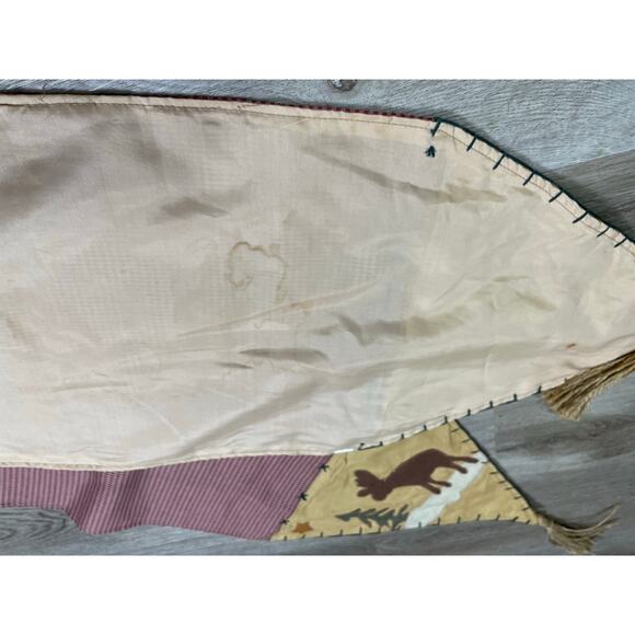 Rustic Lodge Wildlife Bear Deer Pine Tree Table Runner Tapestry Tassel Cabin - Picture 4 of 8